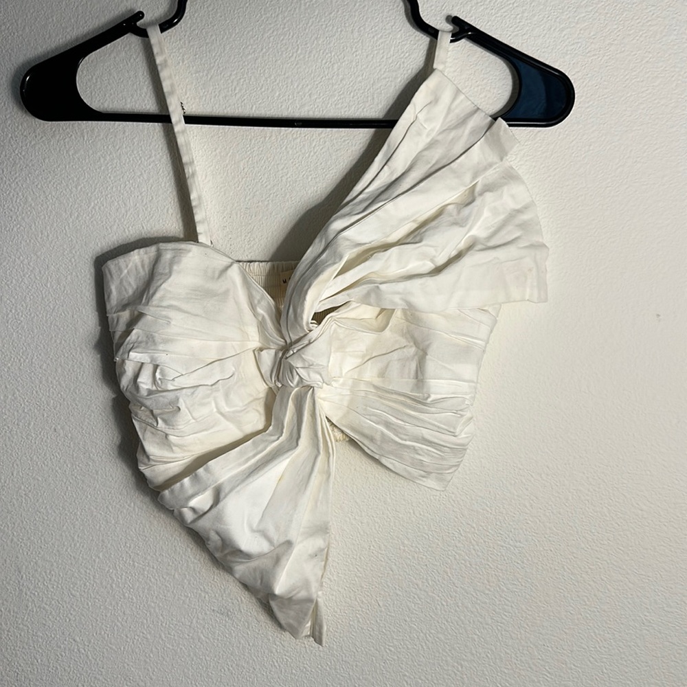 Women white bow top